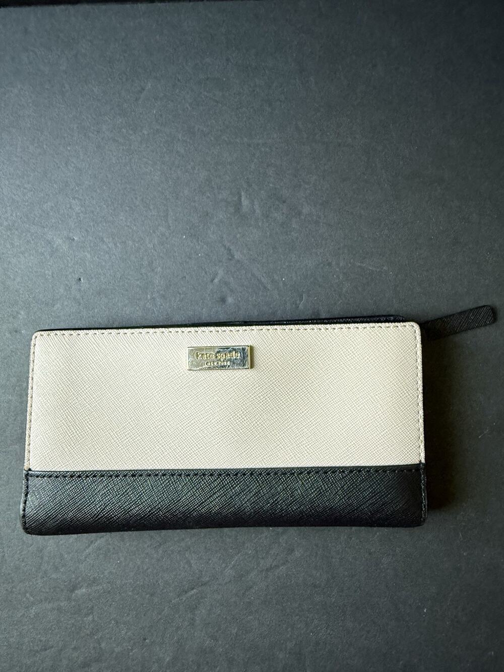 Kate Spade New York Laurel Way Stacy Bifold Wallet Leather Black Taupe Classic